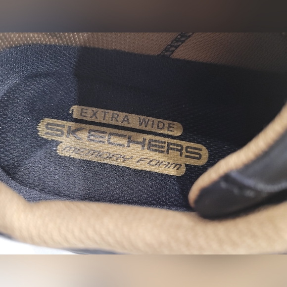 Men's Skechers Black Leather Lace Up Shoes Size 8.5 - Picture 6 of 7